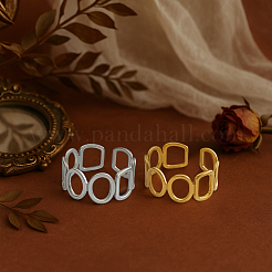 2 цвет 304 нержавеющая сталь регулируемые манжеты кольца для женщин&nbsp;RJEW-HY0001-31B