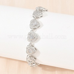 Bracelets de tennis en laiton pavés de zirconiums cubiques en forme de cœur pour femmes&nbsp;KK-CBA68DA-09P-01