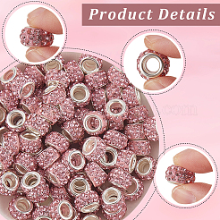 80 шт. полимерная глина со стразами европейские бусины с большими отверстиями с серебряными латунными сердечниками&nbsp;FPDL-LT0001-02C
