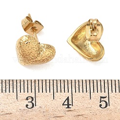 Серьги-гвоздики из нержавеющей стали 304 с текстурированным сердцем&nbsp;EJEW-G453-06G