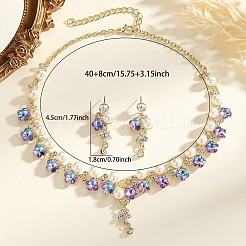 Ожерелья и серьги-гвоздики из цинкового сплава со стразами&nbsp;FS-WG37AE5-01