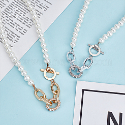 2 set di collane di perle in plastica ABS di 2 colori per donna&nbsp;NJEW-AN0001-21