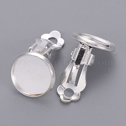 Impostazioni orecchino a clip tonde piatte in ottone&nbsp;X-KK-I007-S-NF