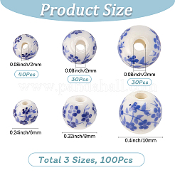 3 стиль печатных фарфоровых бусин ручной работы&nbsp;PORC-SP0001-09