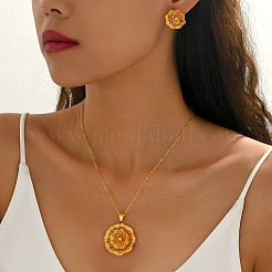 Комплекты из полых винтажных латунных серег-гвоздиков и ожерелий с подвесками для женщин&nbsp;SA8016