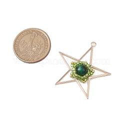 Occhio di tigre naturale (tinto e riscaldato) e pendenti a forma di stella con perline di vetro fatte a mano&nbsp;PALLOY-MZ00496-04