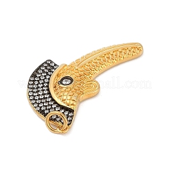 Латунные подвески с микропаве из прозрачных кубических цирконий в виде птиц&nbsp;KK-U058-36G