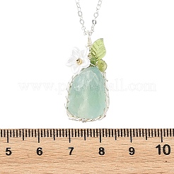 Pépites de fluorite verte naturelle brute avec pendentif en forme de fleur&nbsp;NJEW-TA00268
