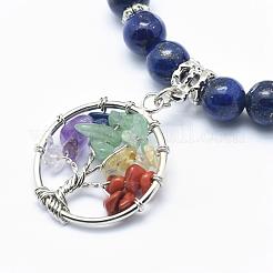 Braccialetti con ciondoli naturali in lapislazzuli&nbsp;BJEW-F276-A06