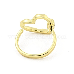 Открытые манжеты из латуни с микропаве в виде сердца с прозрачным фианитом&nbsp;RJEW-G309-13G