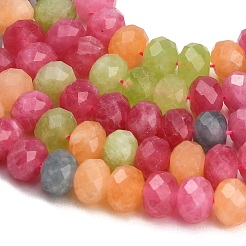 Fili di perle sfaccettate di giada bianca naturale tinta&nbsp;GG-CBAE966-01B-K