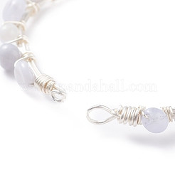 Braccialetto di perline intrecciato in agata blu naturale&nbsp;BJEW-JB07998-08