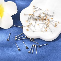 Серьги-гвоздики из нержавеющей стали 304 с плоской круглой латунной головкой&nbsp;STAS-R073-01