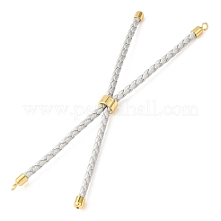 Pulsera ajustable redonda de cordón de cuero de microfibra trenzado&nbsp;KK-CBAC260-01G-24