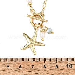 Collier avec pendentif étoile de mer en laiton océan&nbsp;NJEW-JN06663
