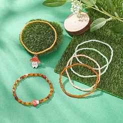 6шт 6 стильных браслета из стеклянных бусин&nbsp;BJEW-JB09393