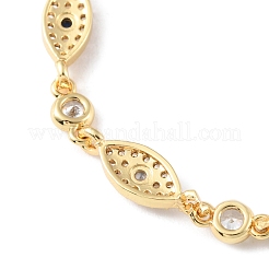 Bracciali a maglia occhio di cavallo con zirconi cubici&nbsp;BJEW-P295-01G