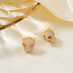 Модные латунные серьги-гвоздики с леопардовым принтом из кубического циркония&nbsp;PP8335