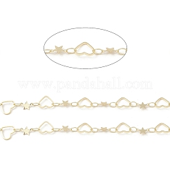Cadenas de eslabones de estrella y corazón hueco de latón&nbsp;CHC-M025-37G