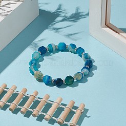 Bracciale elasticizzato con perline in agata naturale tinta con distanziatore in strass in ottone&nbsp;BJEW-JB09177