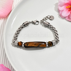 Braccialetti di perline rotonde in occhio di tigre naturale&nbsp;LS-PO7911