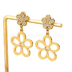 Pendientes colgantes de acero inoxidable 304 y rhinestone de cristal&nbsp;WG71F23-01