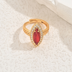 Латунное микропаве кубический цирконий регулируемое кольцо на палец для женщин&nbsp;TC6550-1