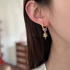 Orecchini pendenti a cerchio in ottone smaltato&nbsp;WG1B0F0-01