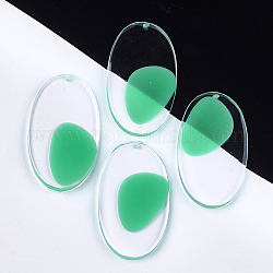 Transparent Resin Big Pendants, Oval, Medium Aquamarine, 50x28x3.5mm, Hole: 1.4mm