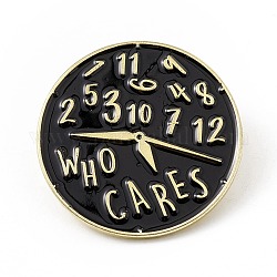 Schwarzer flacher runder Emaille-Pin, Anstecknadel aus vergoldeter Legierung für Rucksackkleidung, Zahlenmuster, 30x1.6 mm