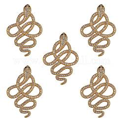 5Pcs Brass Micro Pave Cubic Zirconia Pendants, Snake, Golden, 35x24x2.5mm, Hole: 2x3mm