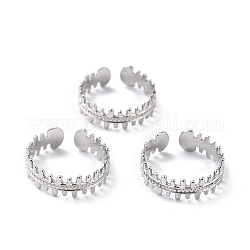 304 Stainless Steel Finger Rings, Cuff Rings, Long-Lasting Plated, Fish Bone, Stainless Steel Color, US Size 6 3/4(17.1mm), 6mm