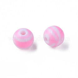 Undurchsichtig gestreifte Acrylperlen, Runde, Perle rosa, 11.5x10.5 mm, Bohrung: 2.5 mm, ca. 549 Stk. / 500 g