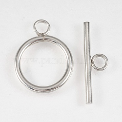 304 Stainless Steel Toggle Clasps, Stainless Steel Color, Ring: 21x16x2mm, Hole: 3mm, Bar: 23x7x2mm, Hole: 3mm