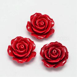 Tinti corallo perle sintetiche, fiore, rosso, 25~27x13~15mm, Foro: 1 mm