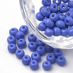6/0 cuisson de peinture perles rocailles en verre , ronde, bleu royal, 4~4.5x3mm, Trou: 1~1.2mm, environ 4500 pcs / sachet , environ 450 g /sachet 