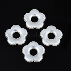 ABS Plastic Imitation Pearl Beads, Flower, Creamy White, 26x27x5mm, Hole: 1.8mm, about 240pcs/500g