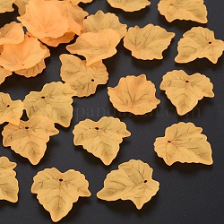 Осенняя тема прозрачные матовые акриловые подвески, кленового листа, песчаный коричневый, 24x22.5x3 мм, отверстие : 1 мм, Около 962 шт / 500 г