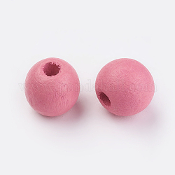 Europäische Perlen aus Naturholz, gefärbt, Runde, neon rosa , 12x11 mm, Bohrung: 4 mm, ca. 960 Stk. / 500 g