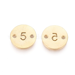 Numeri 304 maglie in acciaio inossidabile, placcatura ionica (ip), per la creazione di gioielli artigianali, rotondo e piatto, oro, num. 5, 10x1mm, Foro: 1.4 mm