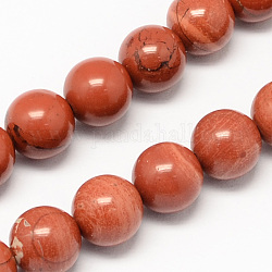 Chapelets de perles en jaspe rouge naturel, ronde, 8mm, Trou: 1mm, Environ 53 pcs/chapelet, 15.7 pouce