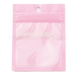 Embalaje de plástico bolsas con cierre zip yinyang, bolsas autoadhesivas superiores con estampado de lazo, Rectángulo, rosa, 9x7x0.15 cm, espesor unilateral: 2.5 mil (0.065 mm)