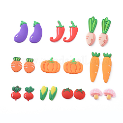 PVC-Kunststoff-Cabochons, Gemüse, Mischfarbe, 20~60x13~36x3~5 mm, ca. 40 Stk. / Set