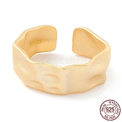 925 кольцо-манжета из стерлингового серебра для девочек и женщин, регулируемые матовые открытые кольца, скрученная кованая обычная лента, матовый золотой цвет, размер США 6 1/2 (16.9 мм)