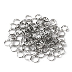50 anello regolabile in acciaio inossidabile con 304 anelli, impostazioni della base dell'anello del pad rotondo piatto, colore acciaio inossidabile, misura degli stati uniti 7 3/4 (17.9mm), vassoio: 8mm