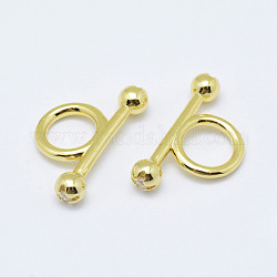 Brass Cubic Zirconia Toggle Clasps, Cadmium Free & Nickel Free & Lead Free, Real 18K Gold Plated, 24x14x5mm, Hole: 8mm