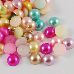 ABS Plastic Imitation Pearl Cabochons, Half Round, Mixed Color, 16x8mm