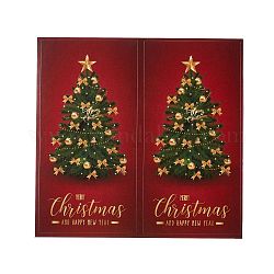 Christmas Theme Self-Adhesive Stickers, for Party Decorative Presents, Rectangle, Christmas Tree Pattern, 104x105x5mm, stickers: 100x50mm, 2pcs/sheet, 25 sheets/bag.