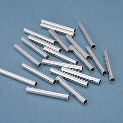 Perles de tube en 304 acier inoxydable, couleur d'argent, 30x4mm, Trou: 3mm