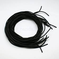 Cavo di perline di gomma sintetica, tondo, solido, Senza Buco, nero, 1.5mm, circa 1.09 iarde (1 m)/filo